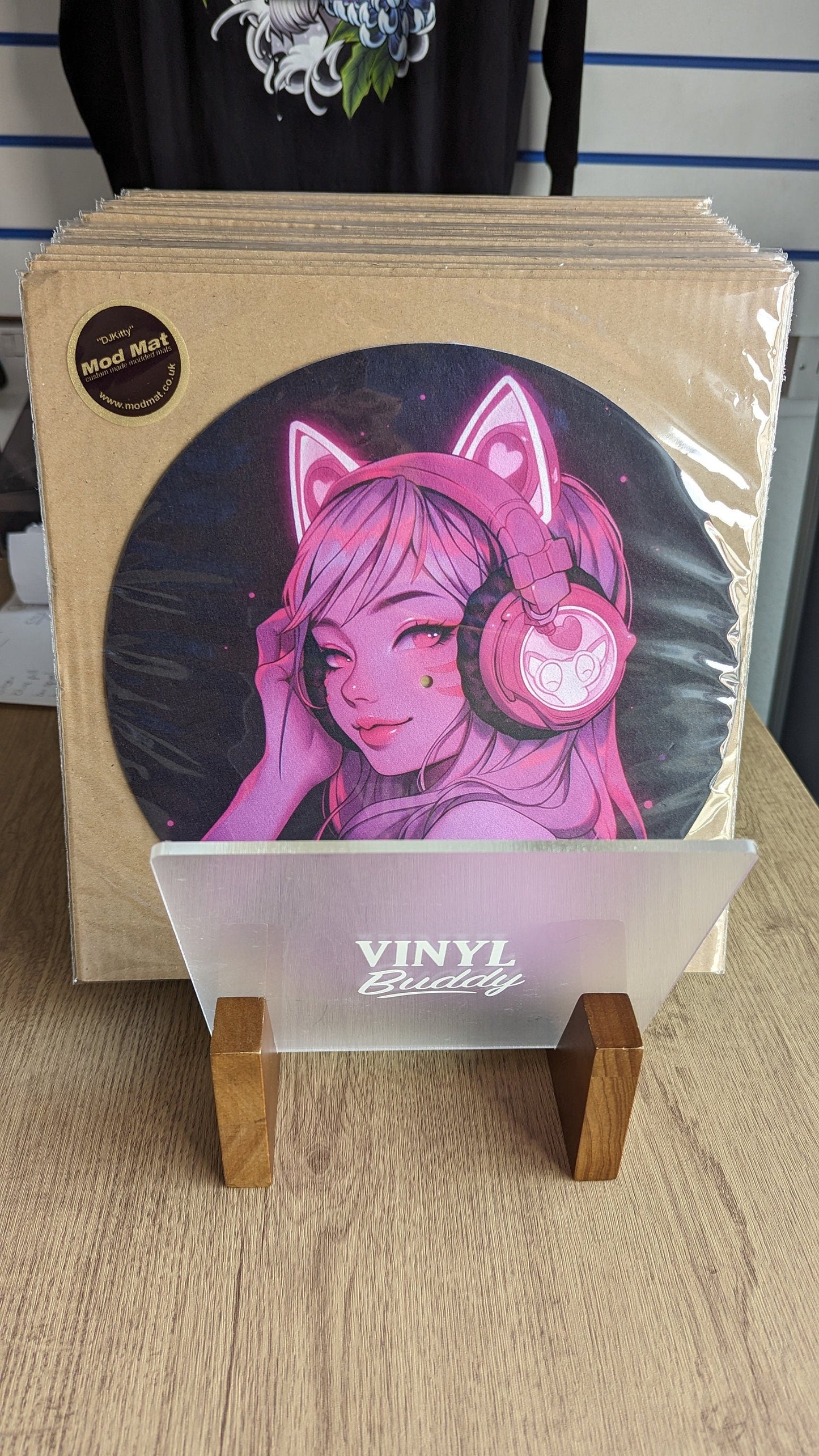 DJKitty Catgirl Slipmat - 7 & 12 inch LP Vinyl DJ Pro Turntable Slip Mat Record Player Technics 1210 DJ Turntablist