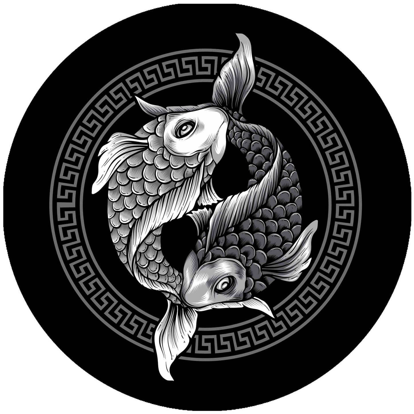 Yin Yang Koi Carp Slip mat - 7 & 12 inch LP Vinyl DJ Pro Turntable Felt Record Player Technics 1210 DJ Turntablist