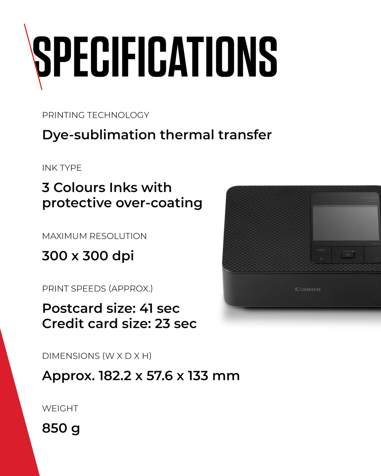 Canon SELPHY CP1500 Compact Photo Printer – Wireless Printing, Long-Lasting Prints, USB-C & SD Card Connectivity – Ideal for Scrapbooks & Photo Albums, Black GB