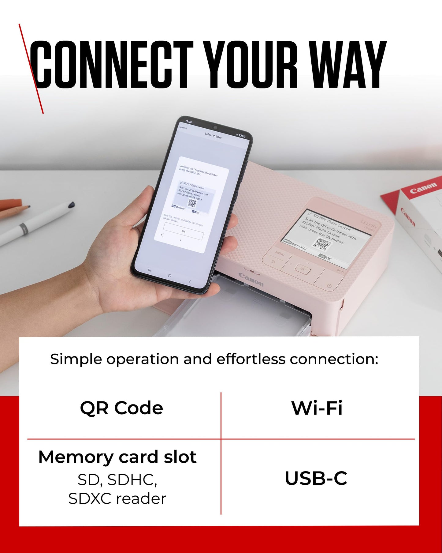 Canon SELPHY CP1500 Compact Photo Printer – Wireless Printing, Long-Lasting Prints, USB-C & SD Card Connectivity – Ideal for Scrapbooks & Photo Albums, Black GB
