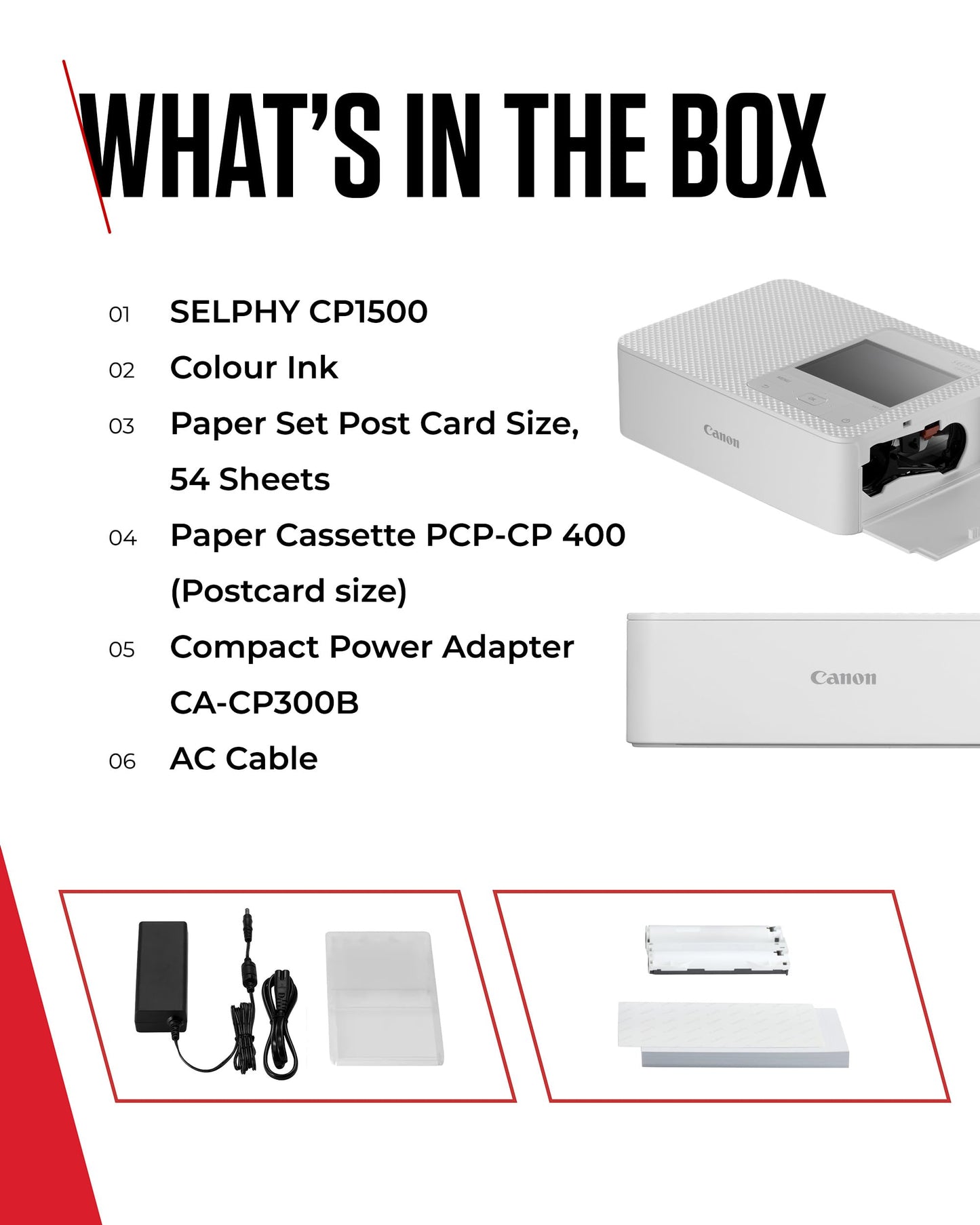 Canon SELPHY CP1500 Compact Photo Printer – Wireless Printing, Long-Lasting Prints, USB-C & SD Card Connectivity – Ideal for Scrapbooks & Photo Albums, Black GB
