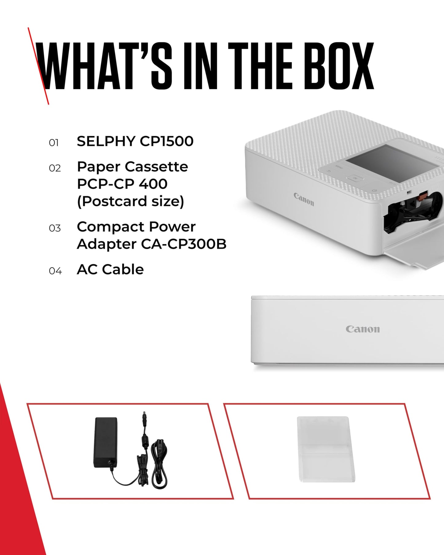 Canon SELPHY CP1500 Compact Photo Printer – Wireless Printing, Long-Lasting Prints, USB-C & SD Card Connectivity – Ideal for Scrapbooks & Photo Albums, Black GB