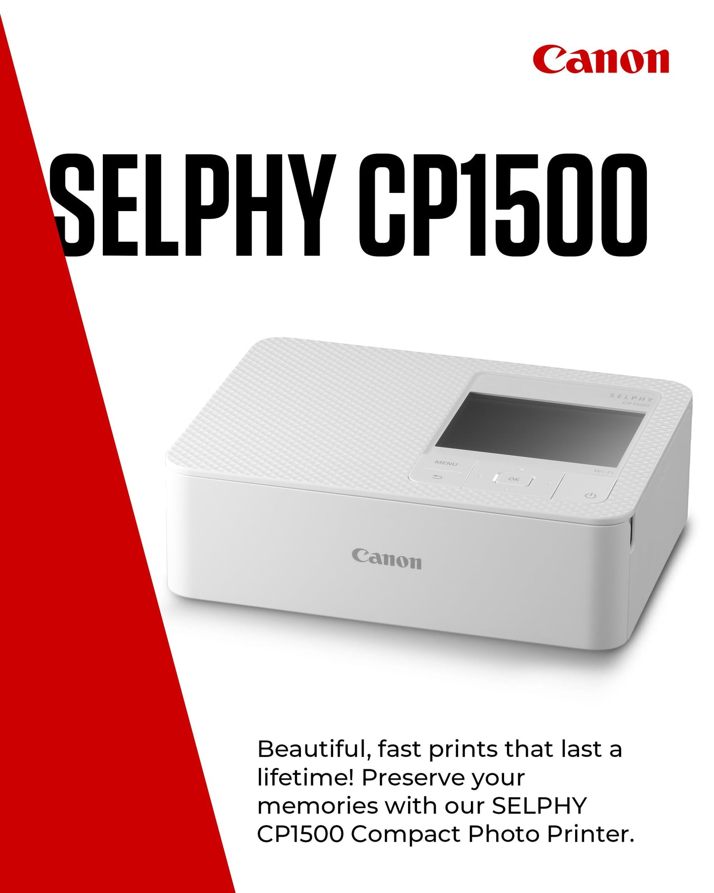 Canon SELPHY CP1500 Compact Photo Printer – Wireless Printing, Long-Lasting Prints, USB-C & SD Card Connectivity – Ideal for Scrapbooks & Photo Albums, Black GB
