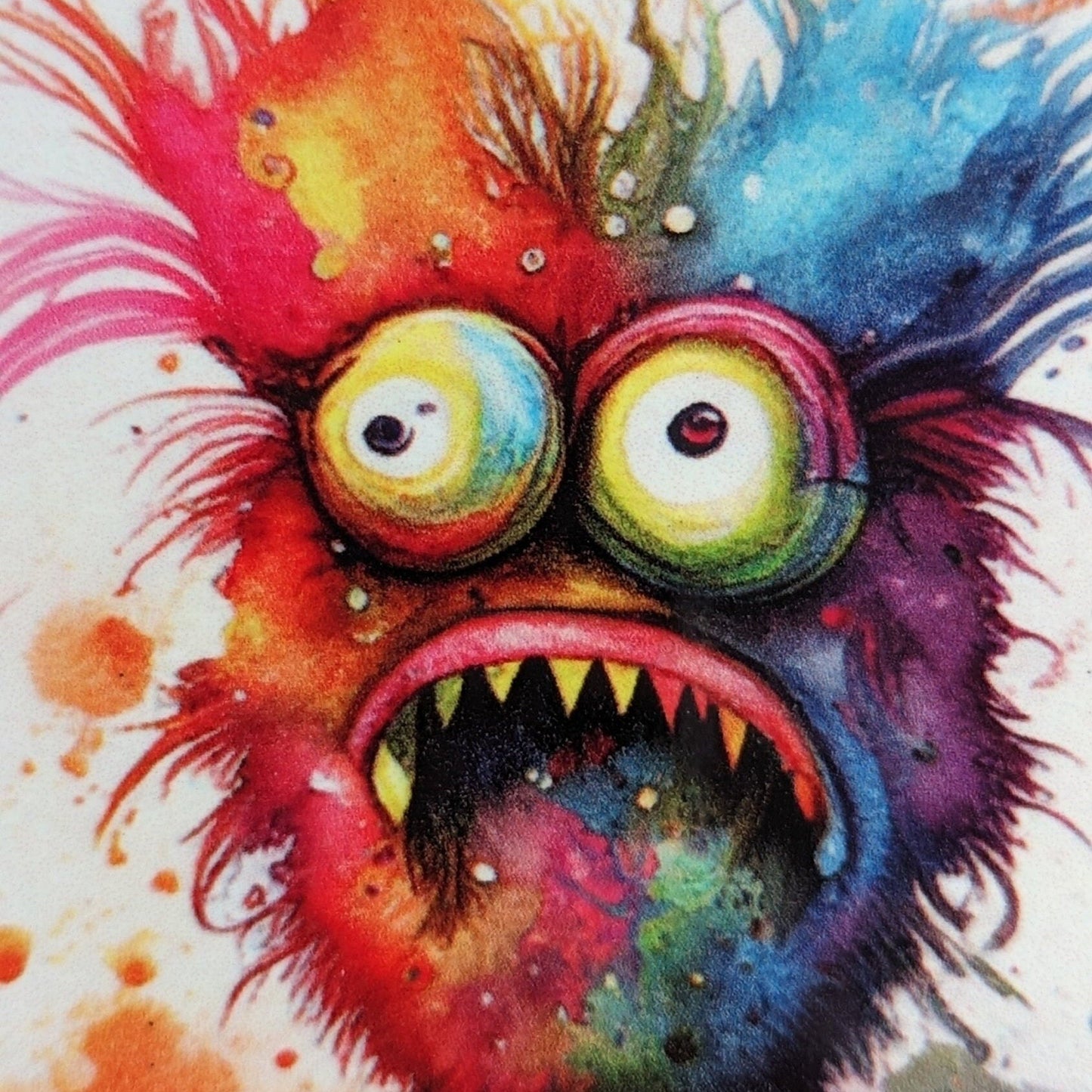 Little Monsters Coasters | Set of 4 Bright Fun Cartoon Monster Characters | Unique Drinkware Accessories for Kids & Adults
