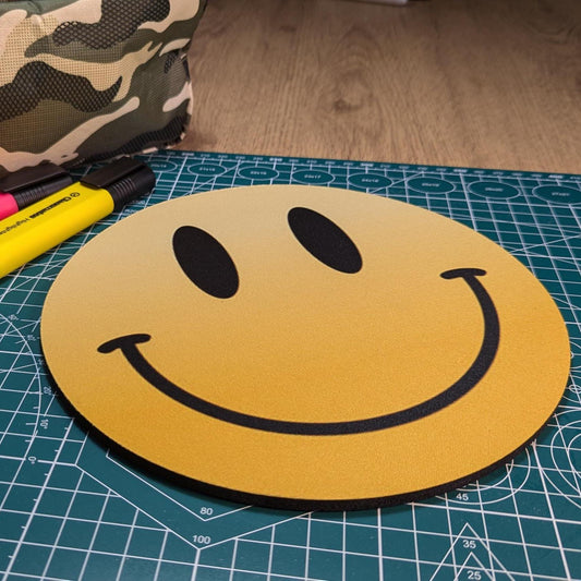 Everybody Smile Circular Mouse Pad - Round Computer Mat - Desktop mousepad -  Acid House Gift - EBM Dance Music Rave Gift