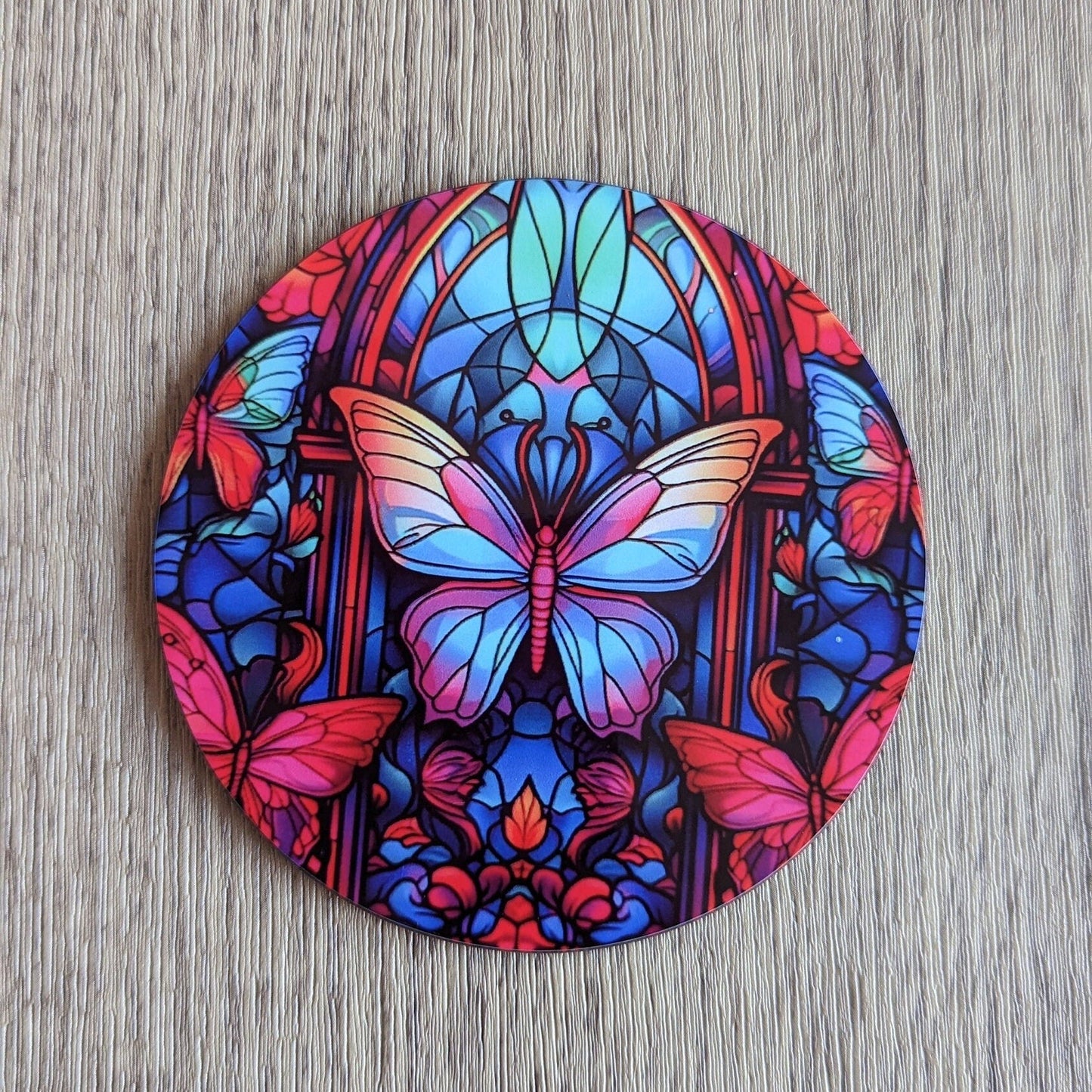 butterfly | stained glass effect circular drinks coaster