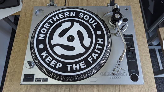 Northern Soul - Adapter - Keep the Faith Slipmat - 7 & 12 inch LP Vinyl DJ Pro Turntable Slip Mat Record Player