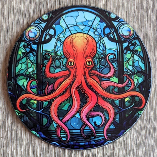 octopus | stained glass effect circular drinks coaster