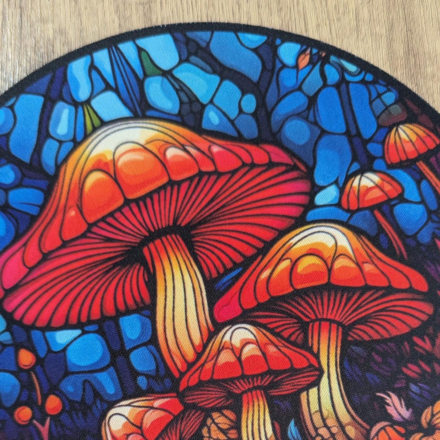 magic mushrooms | stained glass effect round or circular Computer Mat - Desktop mousepad - mushroom gift