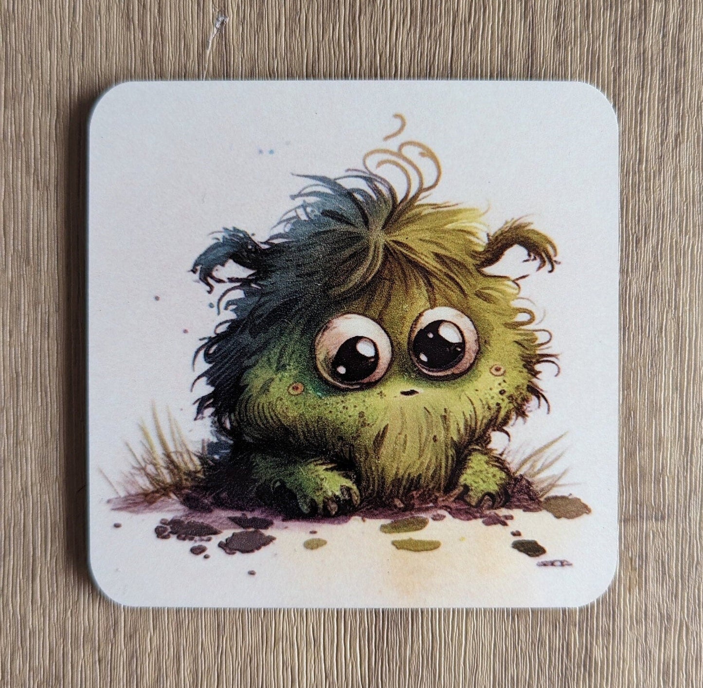 Little Monsters Coasters | Set of 4 Bright Fun Cartoon Monster Characters | Unique Drinkware Accessories for Kids & Adults