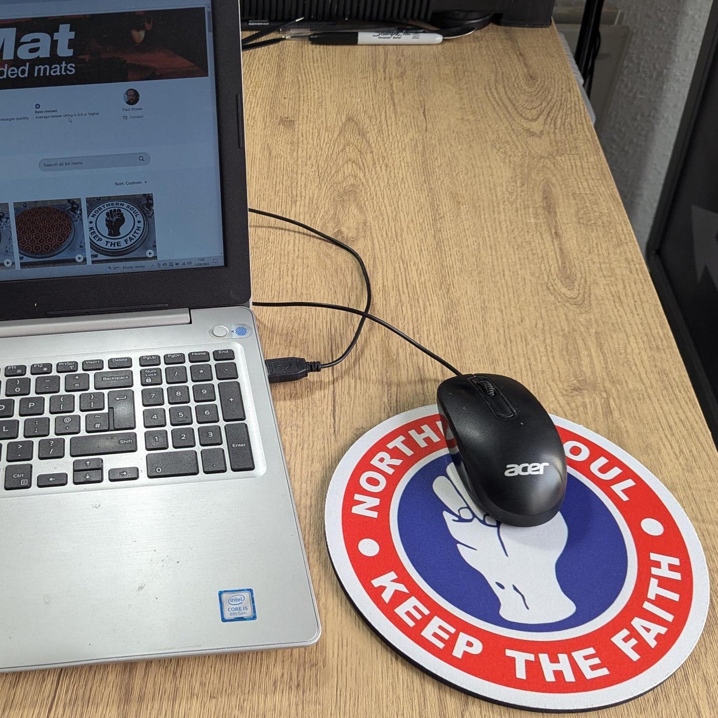Northern Soul Red White & Blue - Keep the Faith Circular Mouse Pad - Round Computer Mat - Desktop mousepad -  Northern Soul Gift